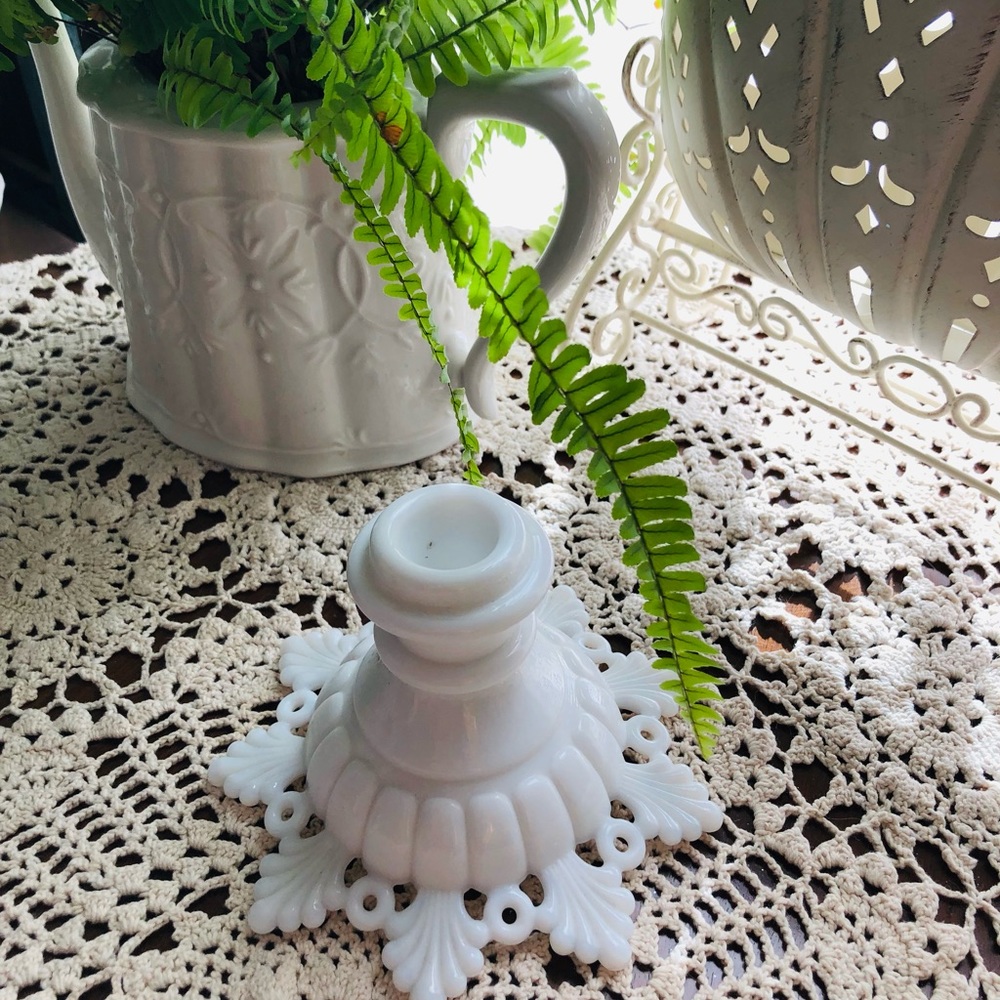 - Vintage Slag Glass Candle Stick